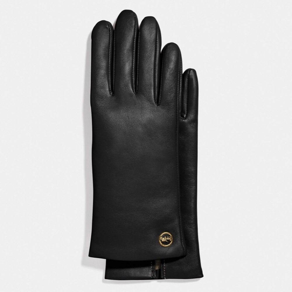 Horse And Carriage Plaque Leather Tech Gloves